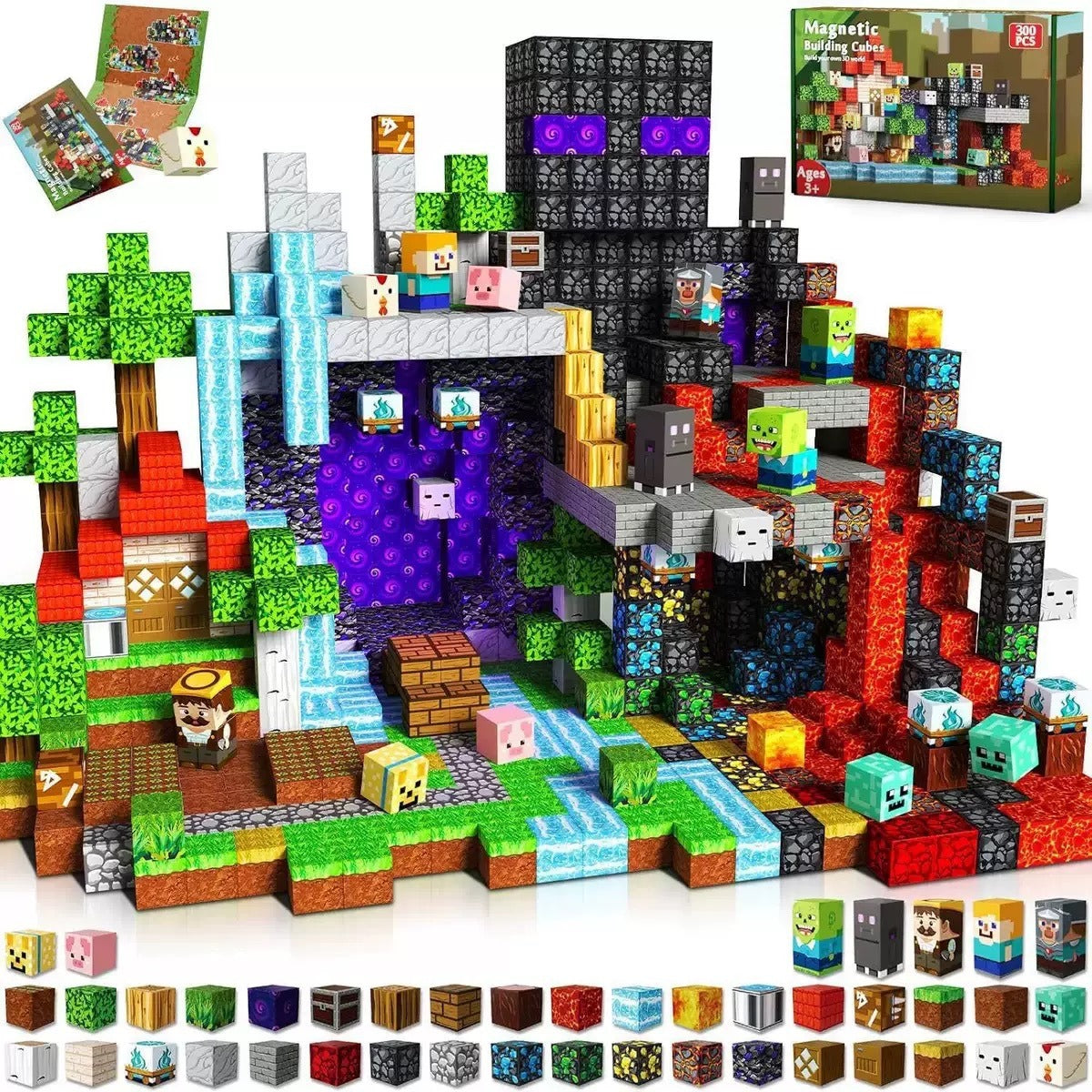 Set Monde Complet 300 pièces — cubes magnétiques Magnétiplay