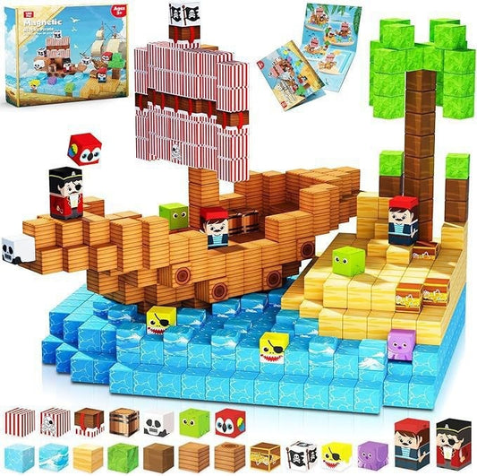 Set Bateau Pirate 100 pièces — cubes magnétiques Magnétiplay