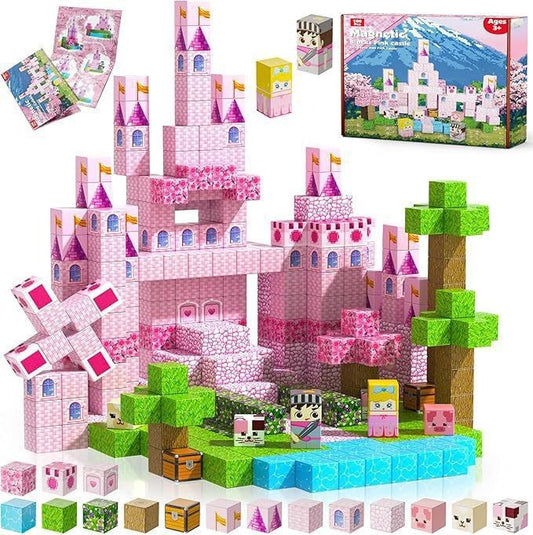 Set Château Rose 100 pièces — cubes magnétiques Magnétiplay