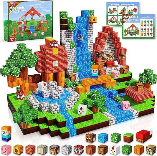 Set Rivière & Village 100 pièces — cubes magnétiques Magnétiplay