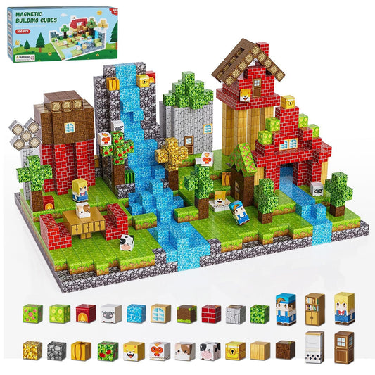 Set Village Fermier 200 pièces — cubes magnétiques Magnétiplay