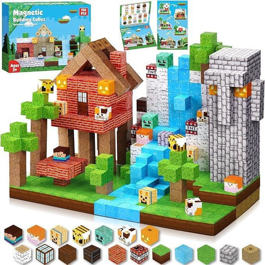 Set Cascade & Cabane 150 pièces — cubes magnétiques Magnétiplay