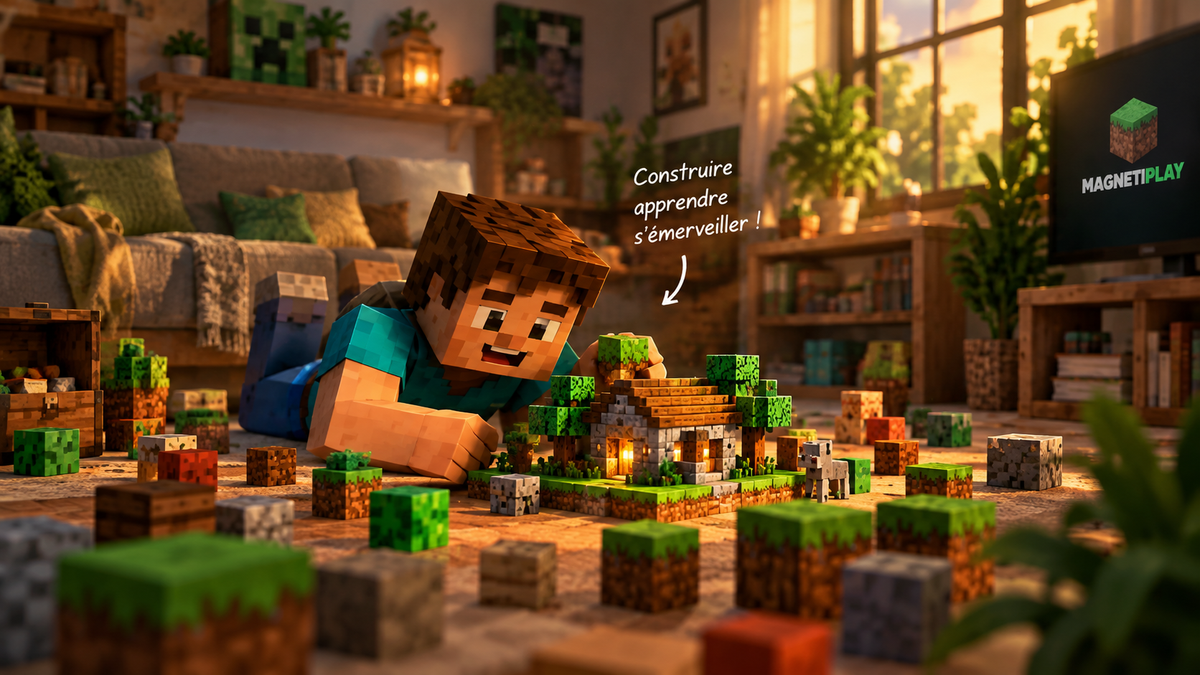 Un enfant en cubes construit une petite maison